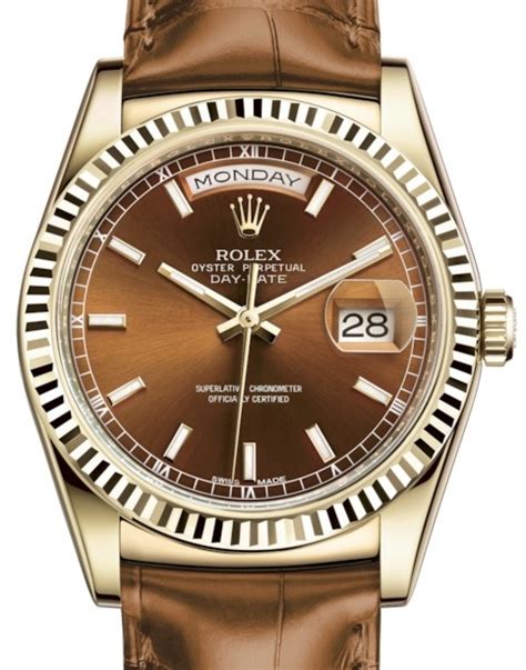 rolex day date 36 yellow gold leather strap|gold day date Rolex 36.